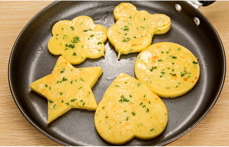 5 stil omelet form pandekage form rustfrit stål stegt æg shaper stegeæg madlavningsværktøj køkken tilbehør gadget q.