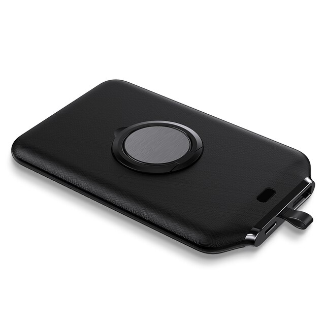 YKZ 4000mAh magnetisch kabellos Sicherung Energie Bank Für iPhone 12 Mini Profi Max Ständer Ring Dünne Tragbare Ladegerät Energie eingezahlt: schwarz