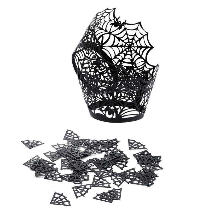 Pumpkin spider web Confetti Cupcake Wrapper Halloween eve party Birthday Wedding bridal shower decoration table centerpiece