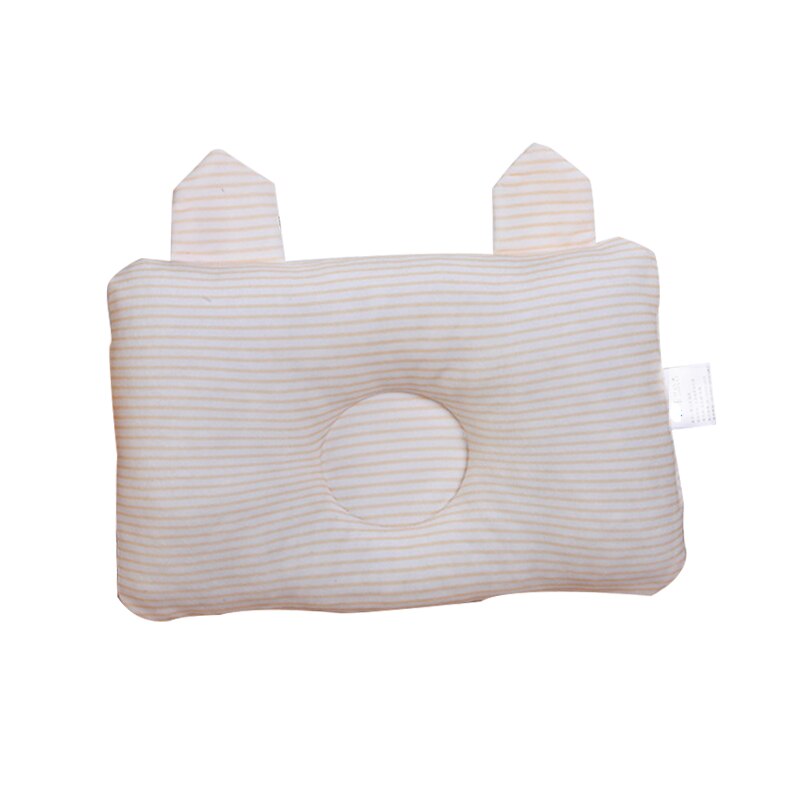 Almohadas rectangulares Antiapnea de algodón suave para cama de bebés, almohadas cóncavas adorables antimigrañas: Beige Strip