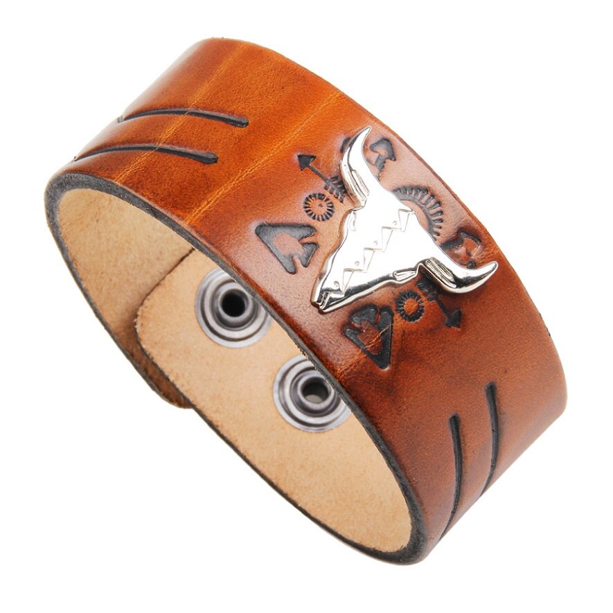 Moda szeroki mężczyzna skórzana bransoletka Trendy Alloy Metal Man bransoletki bransoletki geometryczne skórzane bransoletki biżuteria: colour 12