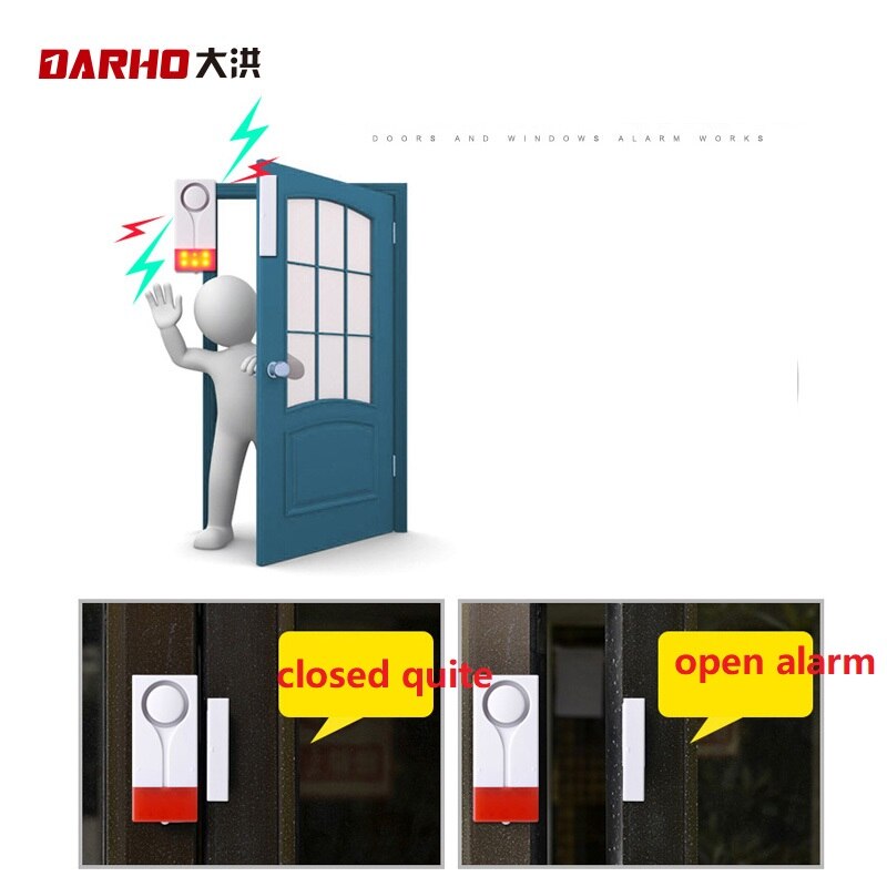 Darho Rode Flash Home Security Bel Met Geluid Venster Deur Magneet Sensor Detector Draadloze Alarm Systeem + Afstandsbediening