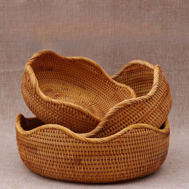 retro handgemachter geflochtener Korb Rattan geflochtenes Material Aufbewahrungskorb Heimat Wasser Obstkorb dekorative Aufbewahrung Bambuskorb