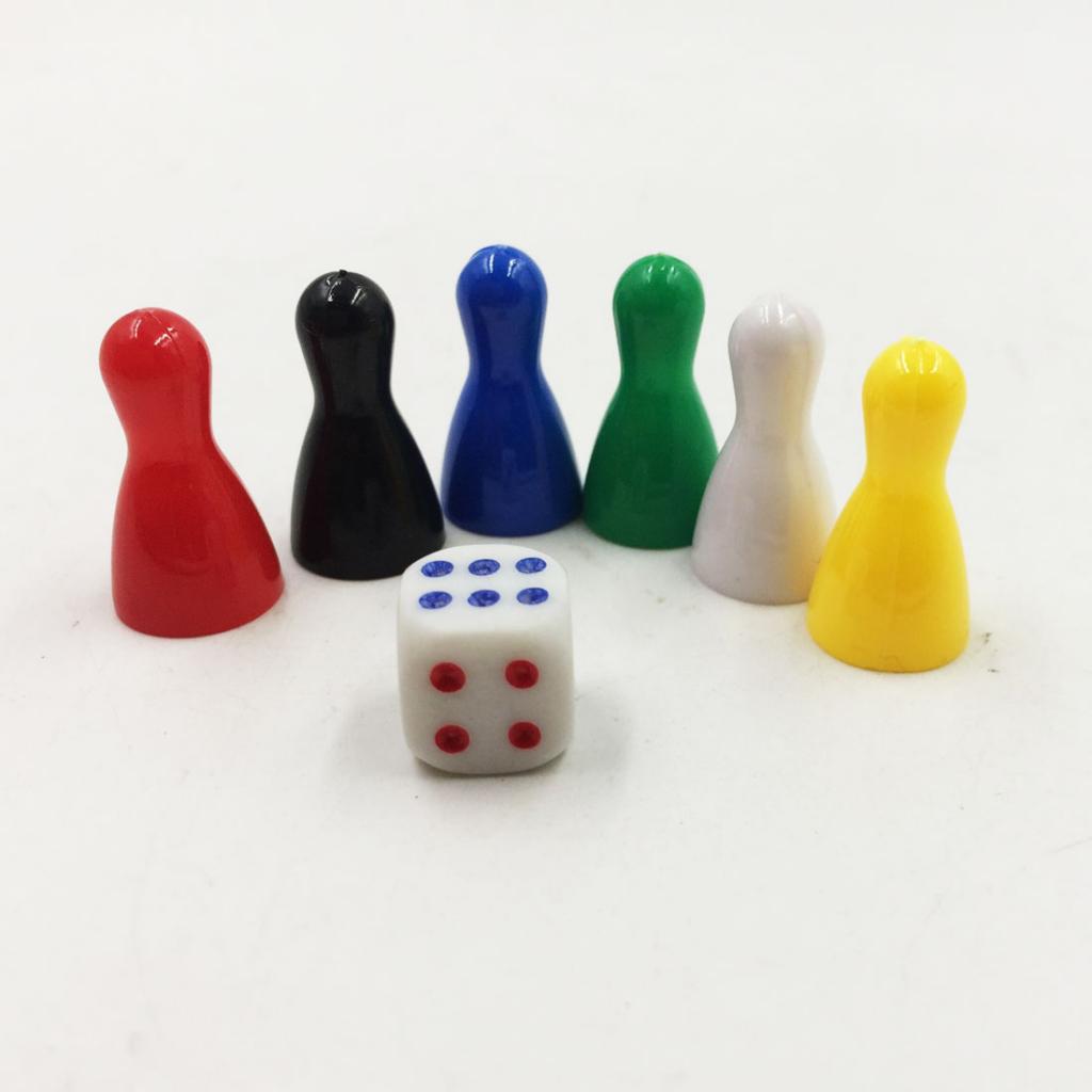 6Pcs Plastic Chessman Chess Pieces Game Dice for Children Kids Playing Games