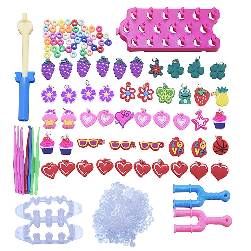 4500pcs Rubber Bands DIY Weaving Tool Box Set Elastic Silicone Rubber Band Woven Bracelet Kit Girls Craft Toys