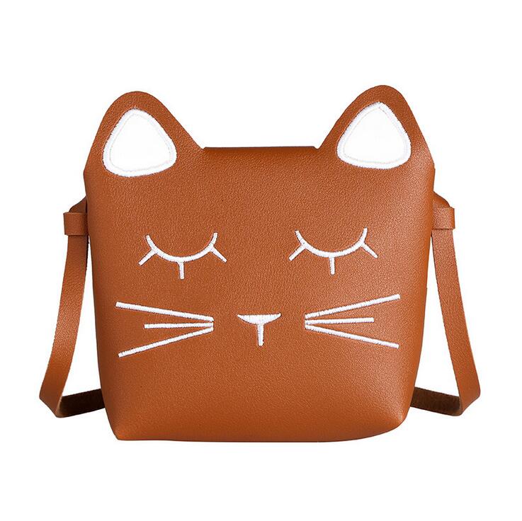 Mini Cartoon Kat Meisjes Messenger Bag Mooie Kinderen Prinses Mode Crossbody Tassen Vrouwelijke Karakter Schoudertas HS01: Bruin