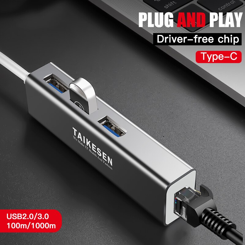 Usb c etherne  rj45 lan adapter usb type c naar usb 3.0 hub 100/1000 netwerkkaart voor macbook pro samsung  s9/s8/ note 9 usb etherne