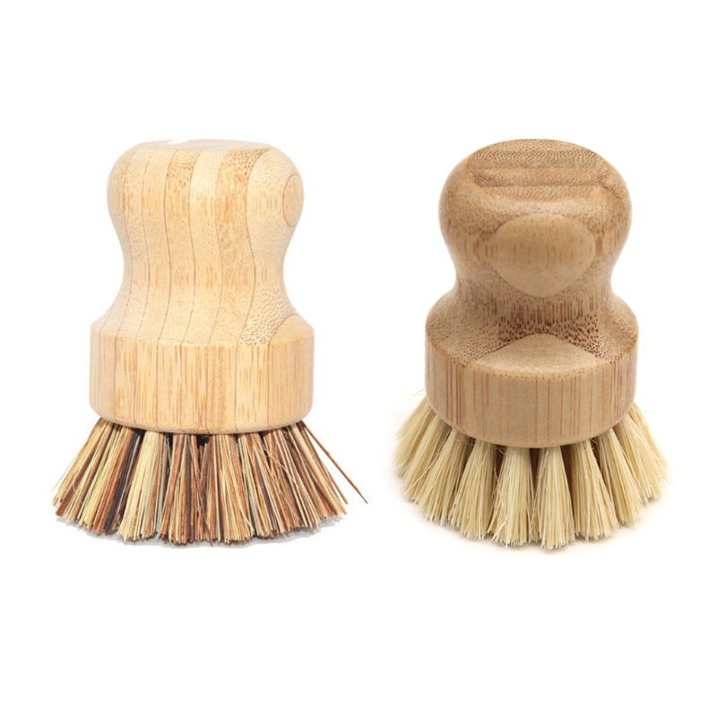 Sisal Bambus Palme Küche Pfanne Topf Reinigung Pinsel Kurze Runde Holz Griff Haushalt Schüssel Schüssel Waschen Werkzeuge