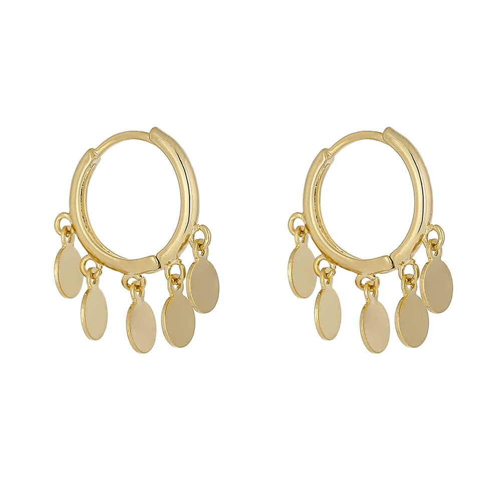 Yhpup Eenvoudige Geometrische Goud Metalen Hoepel Oorbellen Voor Vrouwen Trendy Ronde Hollow Oorbellen Koperen Sieraden Pendientes Mujer: Default Title