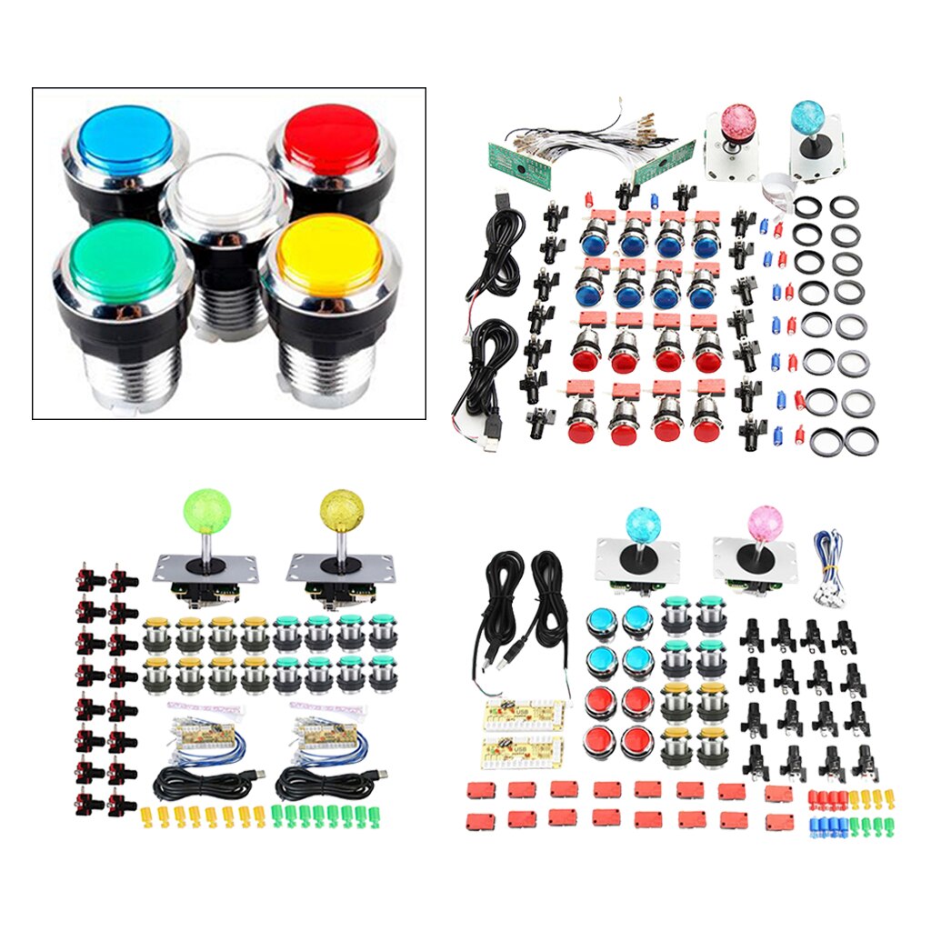 2 Player Arcade Game DIY Kit LED Button for PC Raspberry Pi Arcade Fight Joystick