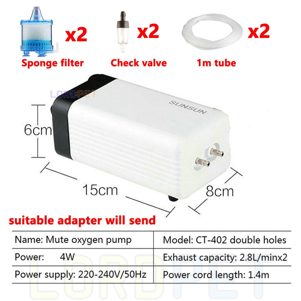 Sunsun Luftpumpe Belüfter Einstellbare Sauerstoff Pumpe Ultra Leise Luft Kompressor Einzigen Doppel vier Auslauf 220v Für Aquarium: ct40223