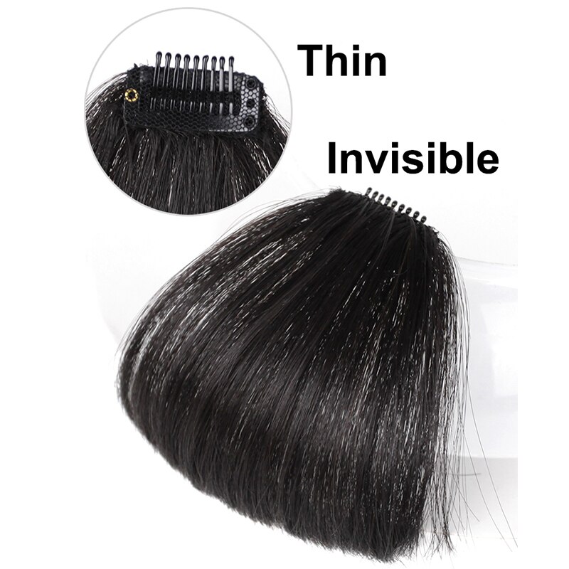AOSIWIG Pure Blunt Above the Eyebrows Bangs Hair Extension Synthetic Wig Natural Black Light Dark Brown High Temperature Fiber