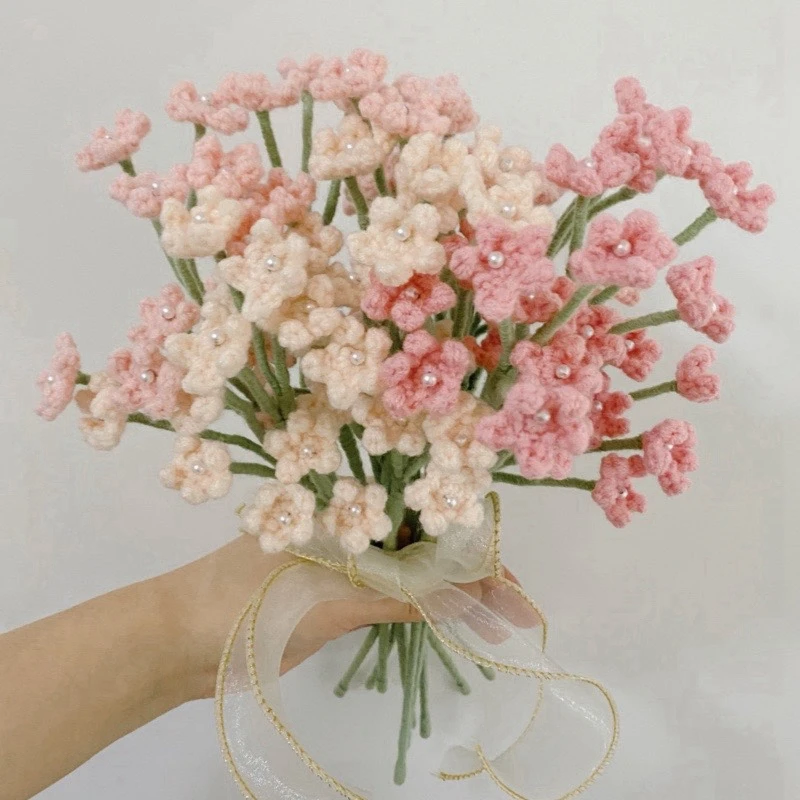Fiori tutto'uncinetto Fiori lavorati a maglia finiti Regali per gli ospiti di nozze mazzo di fiori artificiali fai-da-te Decorazioni per la scrivania della stanza Regalo per la festa della mamma