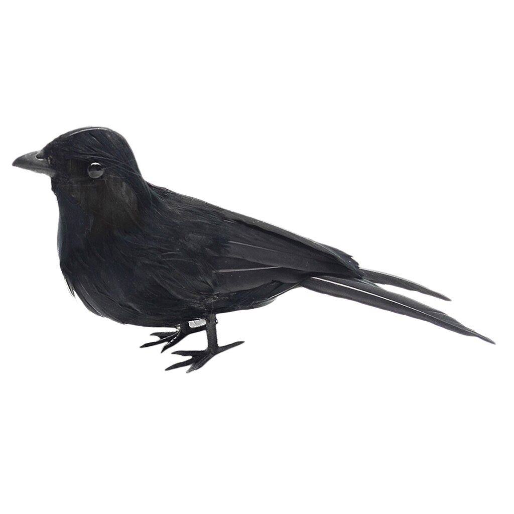Synthetic Bird Sculpture Realistic Raven Crows Garden Halloween Ornament
