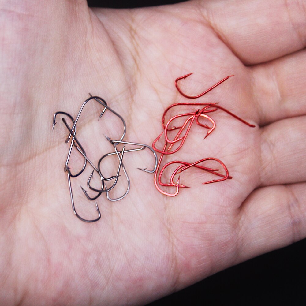 10pcs/lot black and red sode fishing hooks High Carbon Steel Fishing Hook Non-Barb gamakatsu