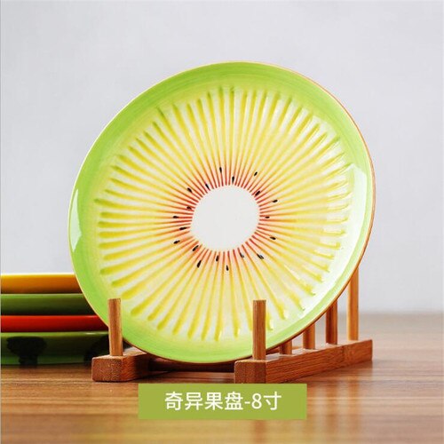 Household ceramic plate fruit plate 8 inch watermelon plate Japanese steak dessert breakfast plate tableware LB52003: 5