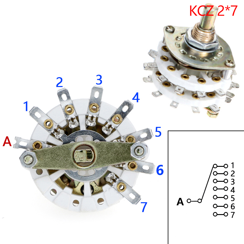 KCZ 2 Pole 6/7/8/9/10/11 4 Pole 3/5 Position With Channel Rotary Switch Selector With Cap Rotary Switch Selector: GRAY