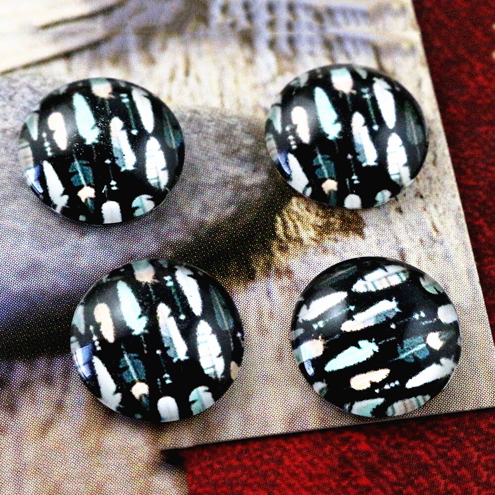 Di nuovo Modo 20pcs 12 millimetri Handmade Photo Cabochons di Vetro (Colori ondulato piume): E2-15