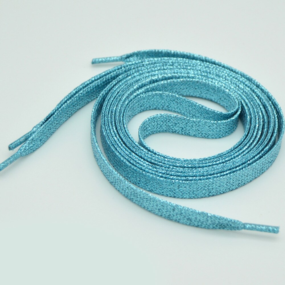 Cordones de hilo dorado y plateado brillante para zapatillas deportivas, cordones planos para correr, cordones de zapato colorido para hombre y mujer, 1 par: light blue