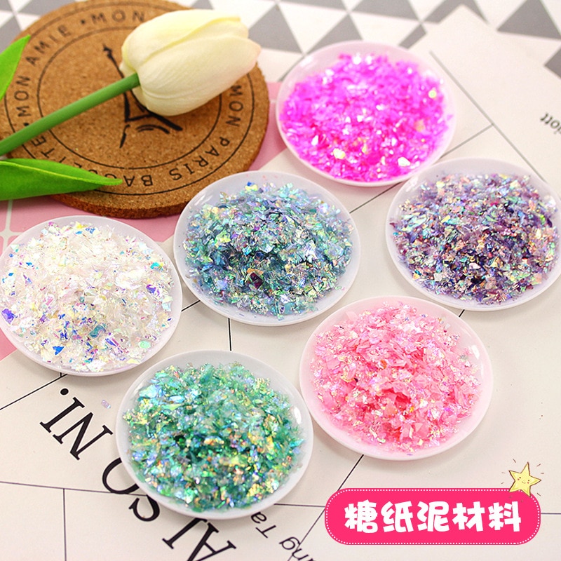 20 gr/paket Vier Stern Glitter Diy Kristall Schleim Liefert Ultra-dünne Scheiben Nägel Kunst Tipps Box Zubehör Dekoration Spielzeug für Kinder