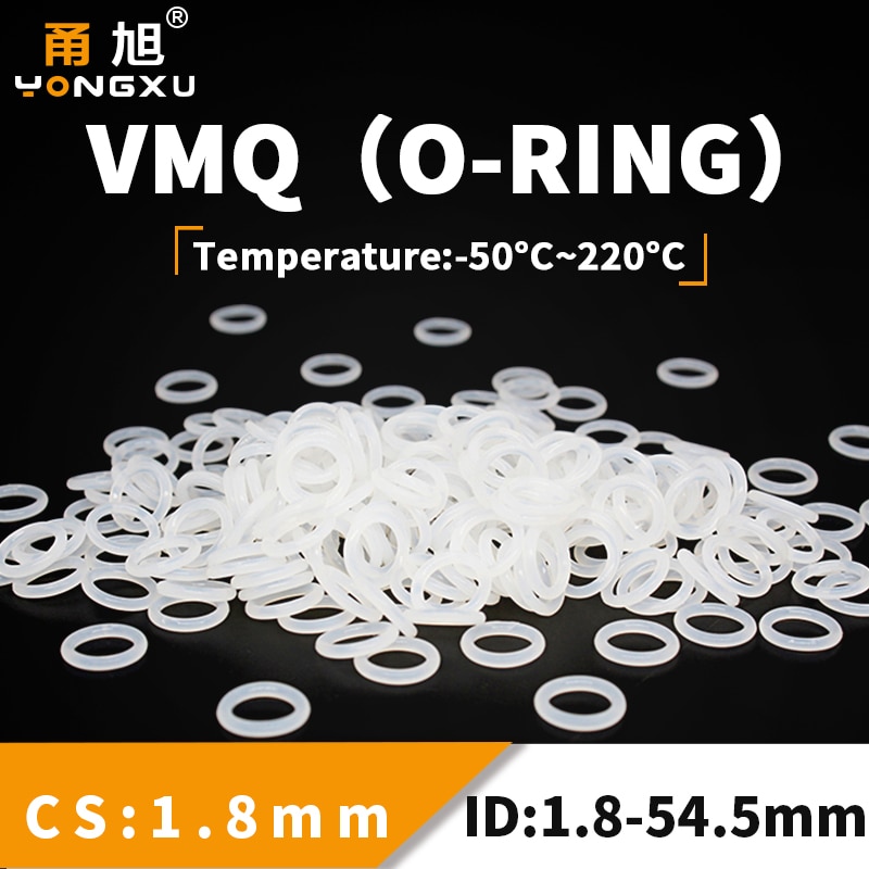 VMQ O squillare guarnizione guarnizione spessore CS1.8mm ID1.8-50mm anello in gomma siliconica isolamento rondella impermeabile assortimento bianco non tossico