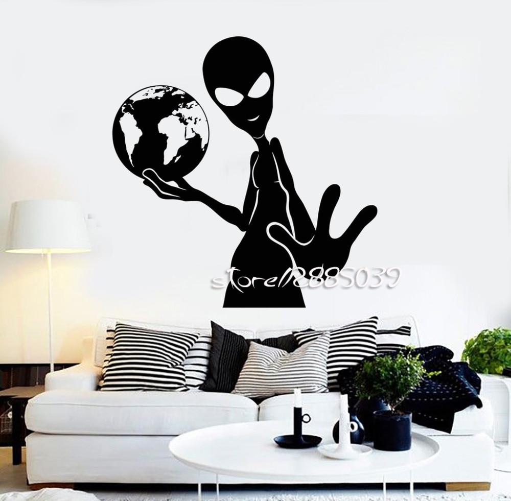 Alien Aarde Vinyl Muurstickers Decor Tiener Kamer Humanoïde Muurstickers Creatief Interieur Wallpaper Muurschilderingen SA882