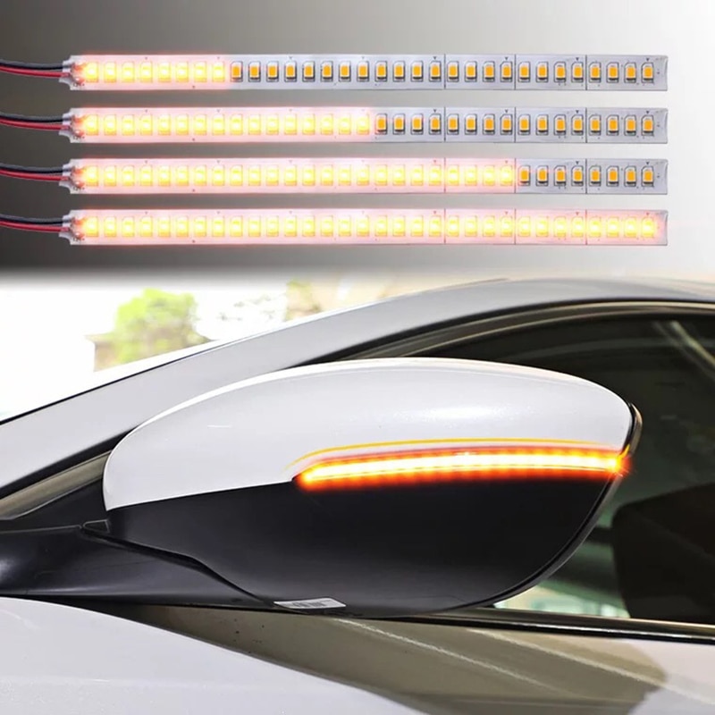 2 stk bil bakspejl indikatorlampe streamer strip flydende blinklys lampe motorcykel flydende led lys til universal bil