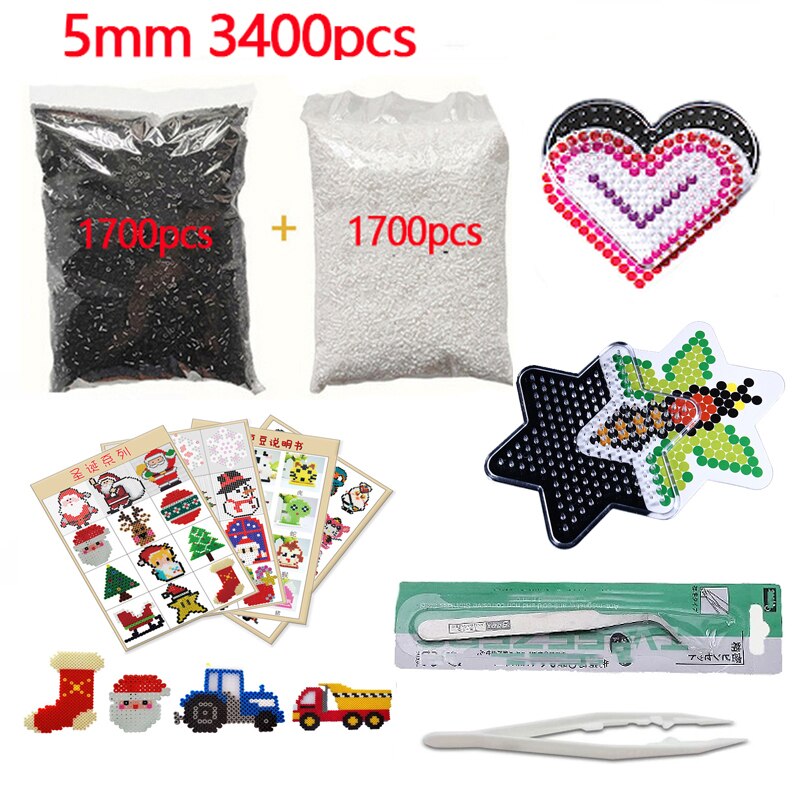 200G Wit + Zwart 5Mm Hama Kralen Zekering Kralen Set Puzzels Speelgoed Leren Zekering Kralen Speelgoed Voor Kinderen Speelgoed: B