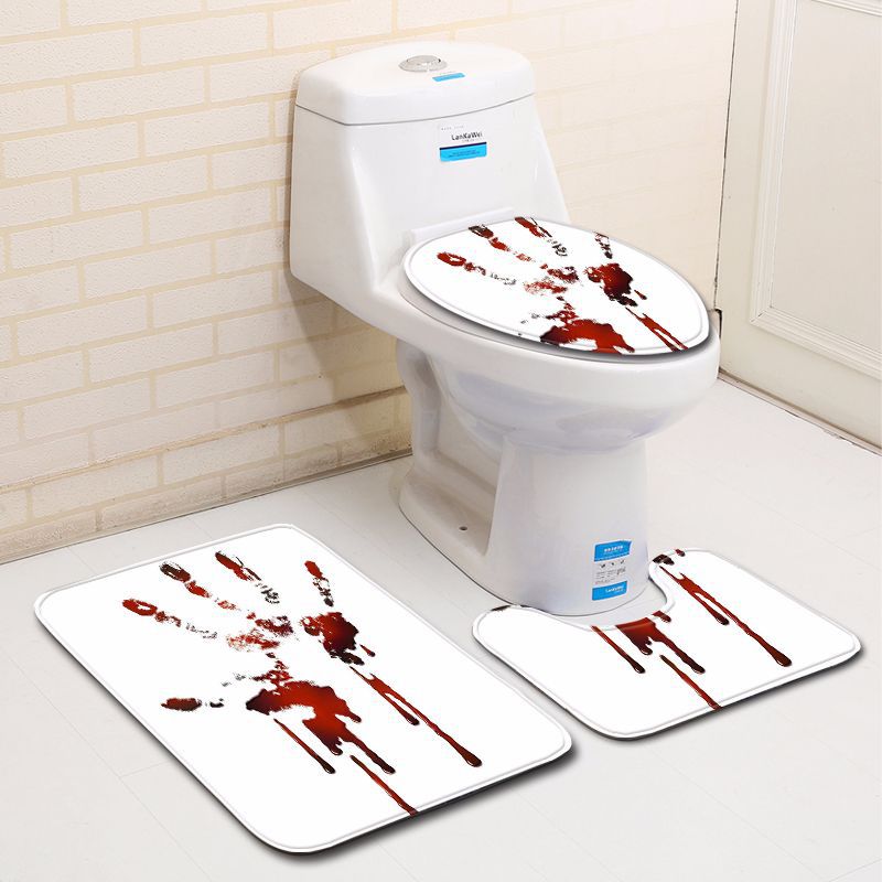 3 Piece Set Horror Blood Handprint Bath Mats Non-slip Absorbent Water Floor Door Mat Bathroom Carpet Toilet Seat Rug for Toilet: C015 / 500MMx800MM