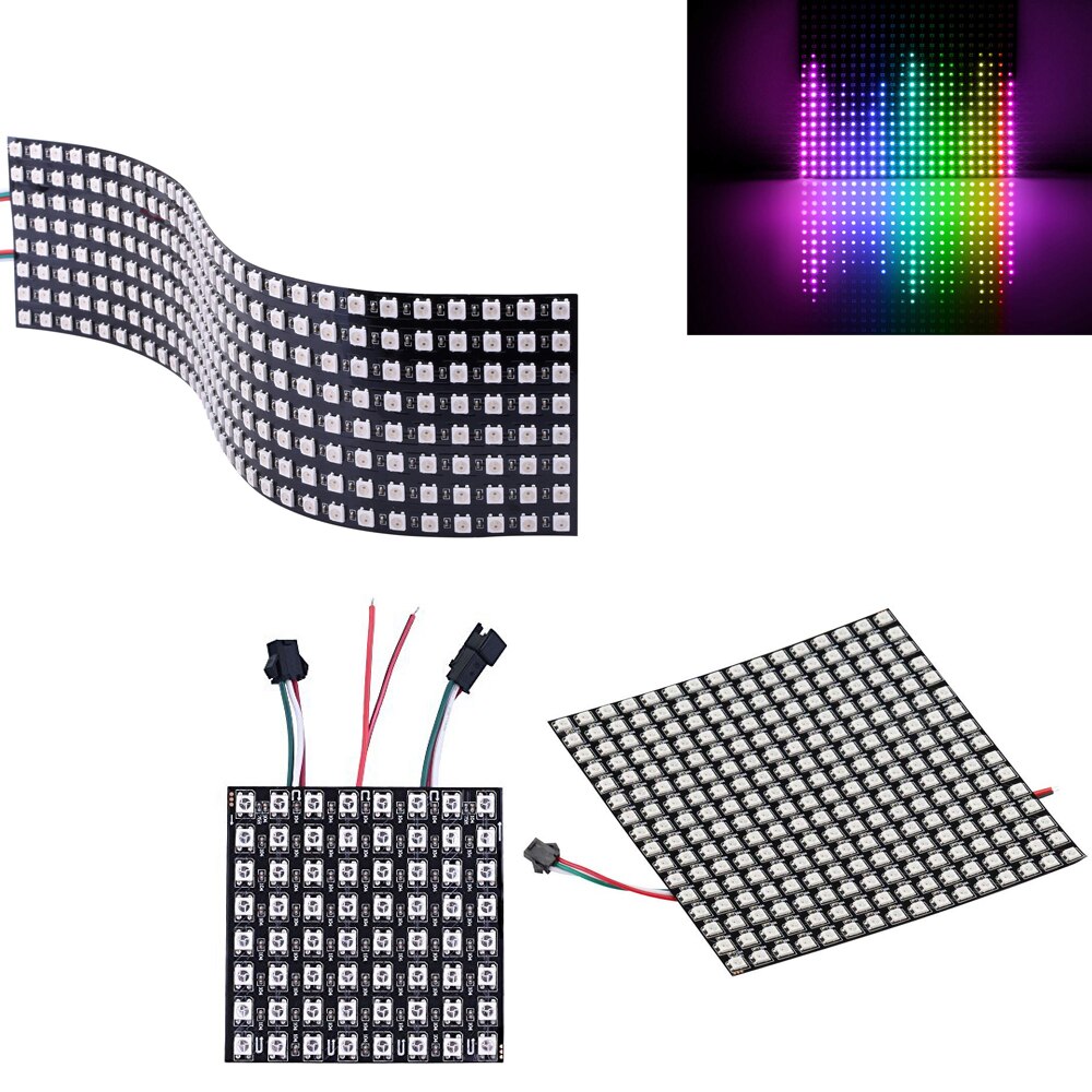 WS2812B WS2812 RGB LED Digital Flexible Individually Addressable Panel Light 8x8 16x16 8x32 Pixel Matrix Screen DC5V module lamp