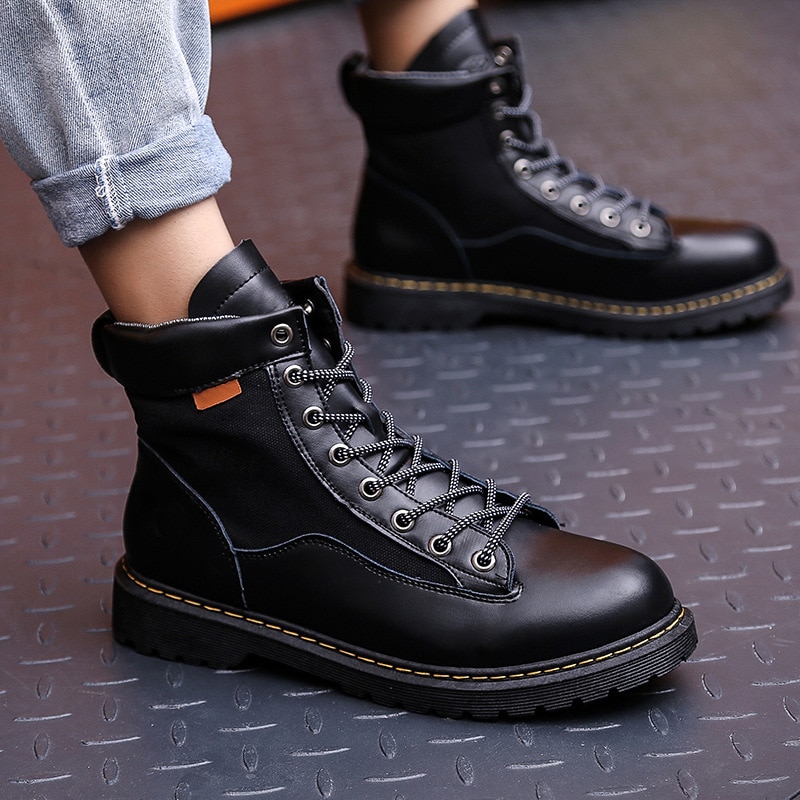 Winter Waterdicht heren Casual Laarzen Tij Britse Wind Casual Lederen Heren Winter Laarzen High Top heren Martin laarzen