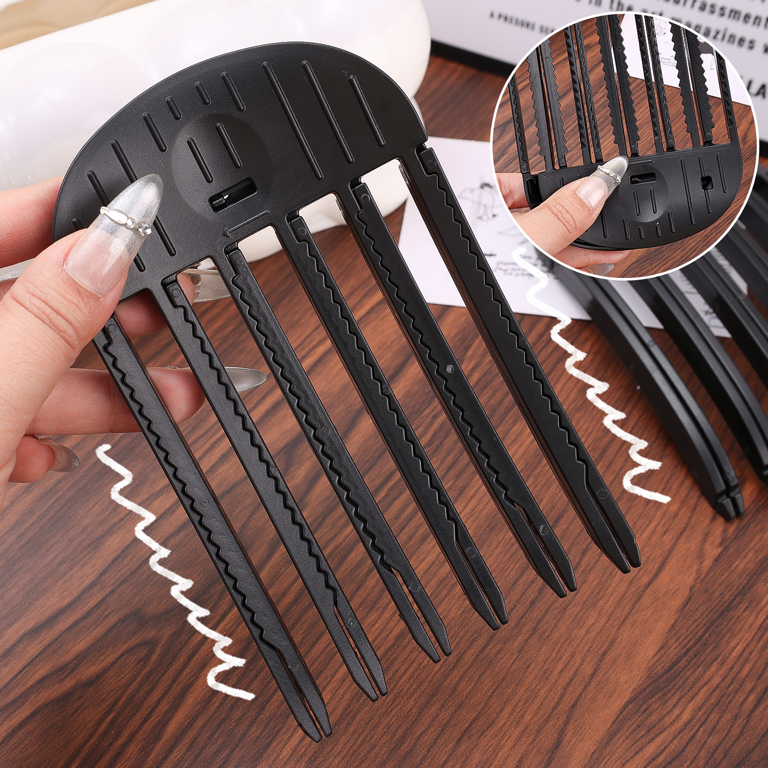 Horquilla esponjosa de 3/6 dientes para mujer, Clips de flequillo rizado, peines para esculpir viento perezoso, Clips de forma fija, herramientas de estilismo de alto arco