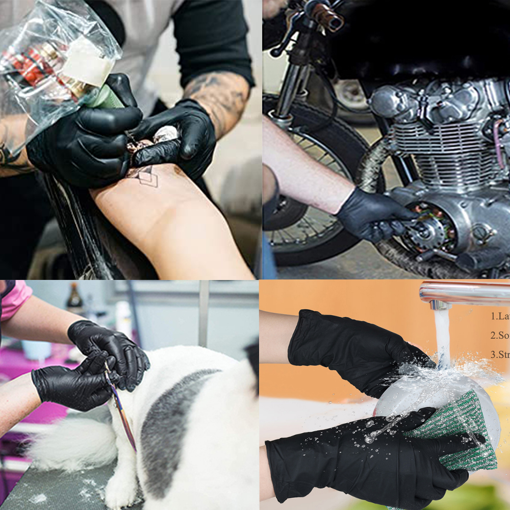 20 pièces gants en Nitrile noir gants en Latex jetables cuisine outil de nettoyage ménager gants de nettoyage ménager de jardin noir bleu rose