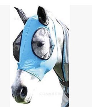 Paard Fly Masker Met Oor Bob Oog Blauw Roze Zwart Kleur Elastische 83-125Cm Verstelbare Anti-Muggen neus Uv Muggen Zon Protectiv