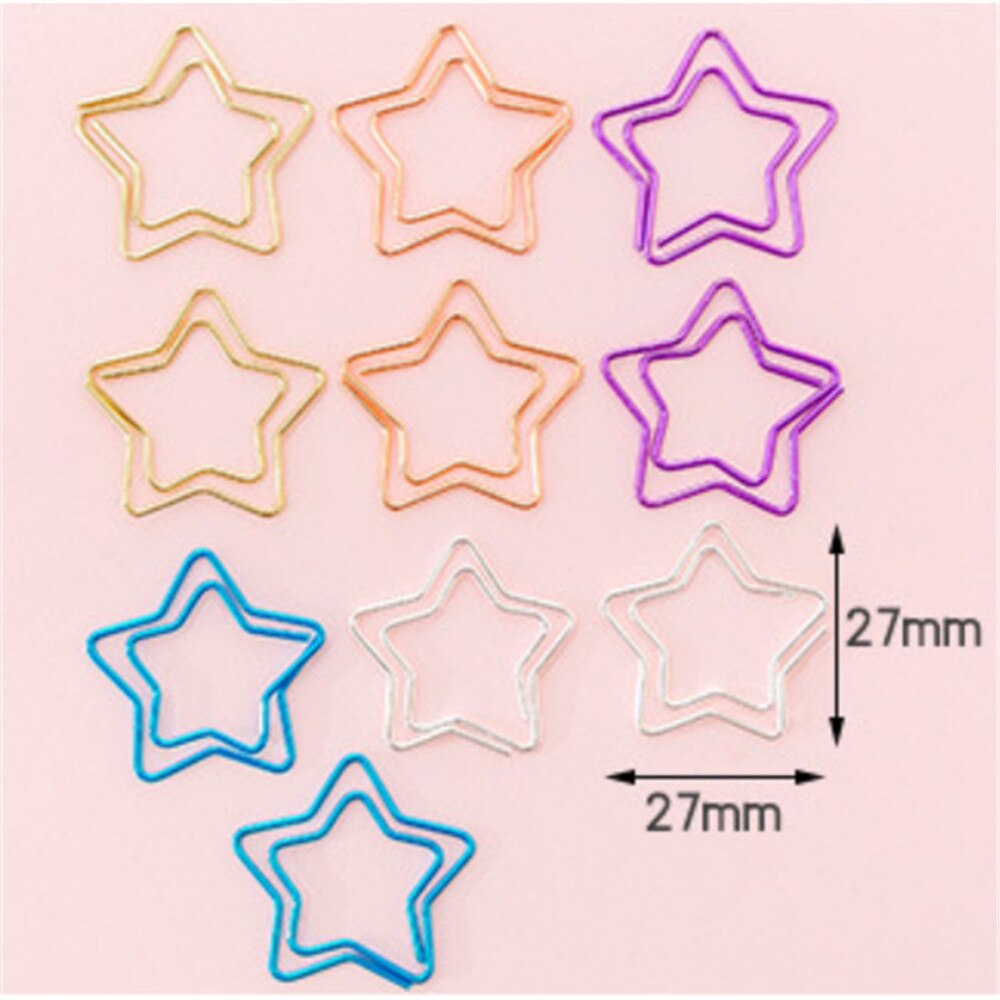 10 stk/pak kaktus sløjfe stjerne hjerte form papir clips udhulet metal ringbind klip noter brev klemme kontorartikler papeleria: Stjerne