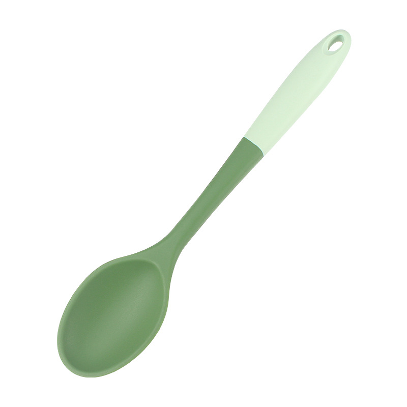 6-delige siliconen keukengereiset: Chinese spatel, soeplepel, gleufdraaier, pastellepel, salade- en honingschrapers voor Non-S: Donker Kaki