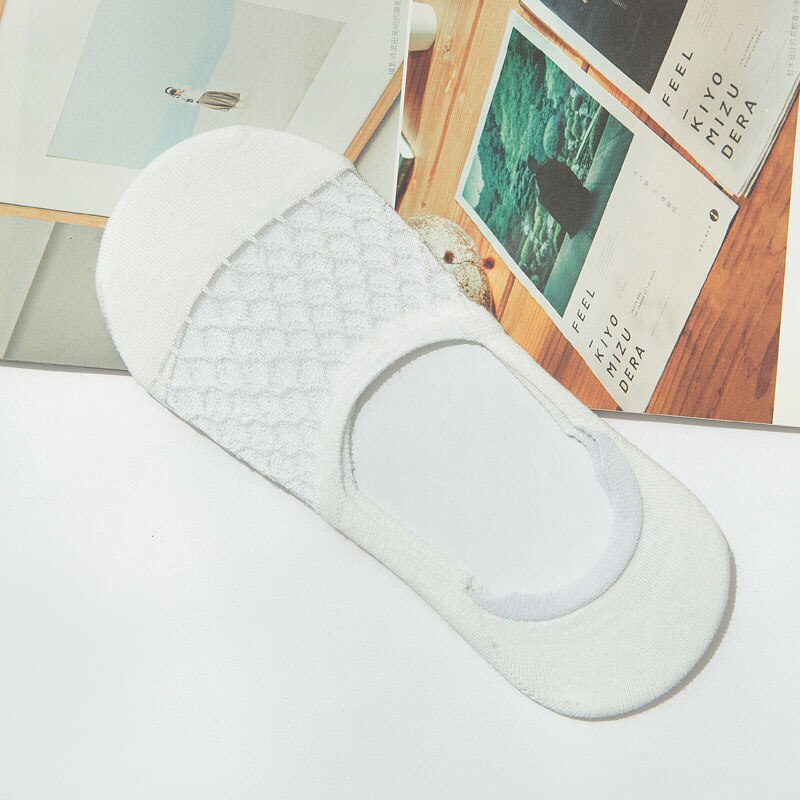 Calcetín zapatillas mujeres verano algodón suave todo-fósforo transpirable sólido mujeres estilo coreano Delgado ocio señoras Simple: white