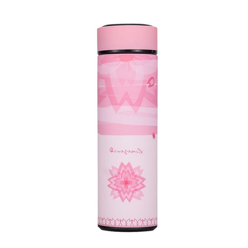 480Ml Geïsoleerde Reismok Thermos Dubbelwandige Roestvrijstalen Thermosflessen Thermos Cup Koffie Thee Melk Water Fles ^ 1: flower pink