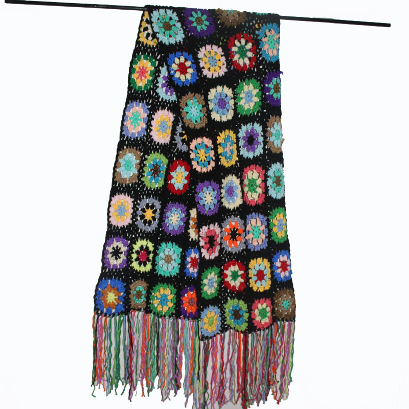 Håndlavede tørklæder kvinder kvast tørklæde wraps 200*27cm store hæklede blomstertørklæder efterår vinter håndlavede juletørklæder