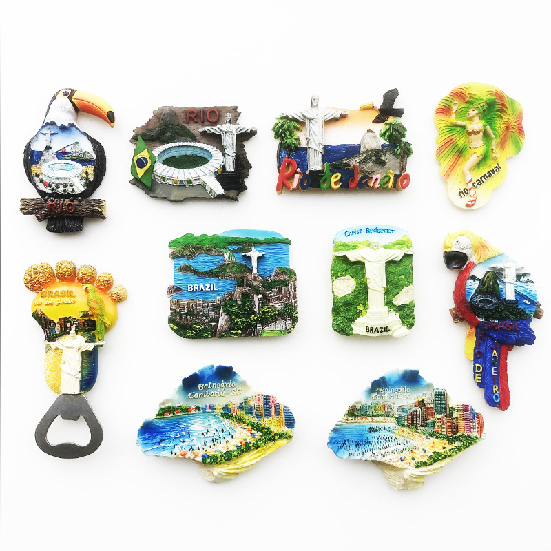 Kreative Brasilien Reise Souvenirs Magnet Kühlschrank Aufkleber Harz Handwerk 3d gemalt magnetische Kühlschrank Aufkleber Küche Dekor