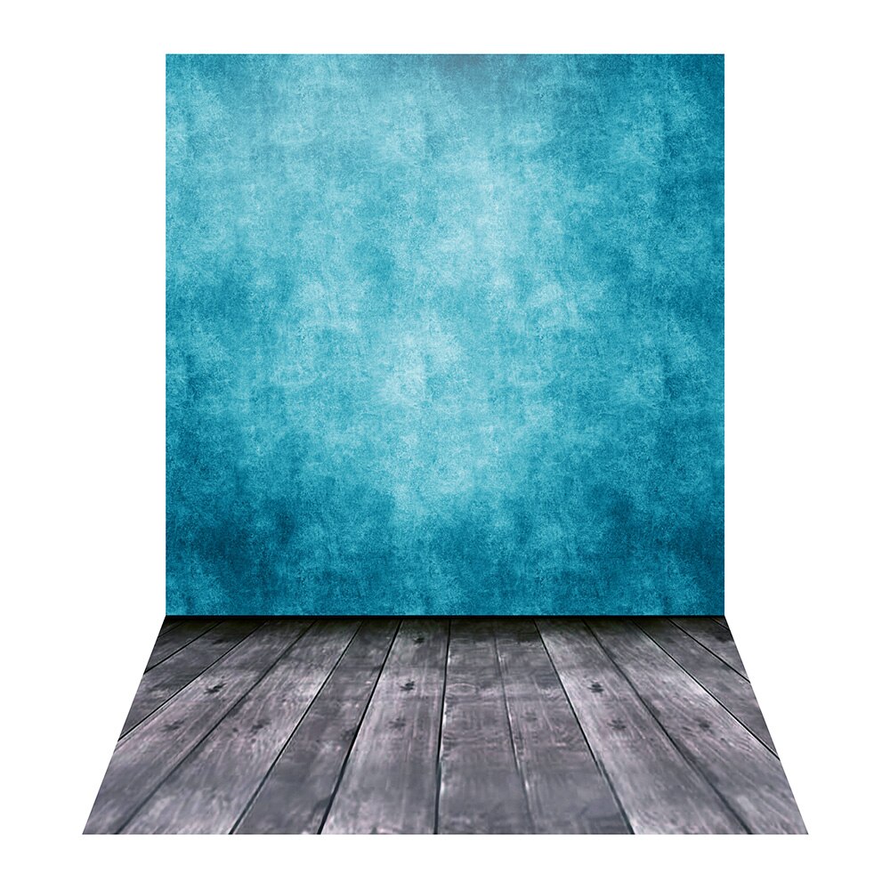 1.5 * 3m/4.9 * 9.8ft Video Studio Photo Backdrop Background Blue Classic Wall Wooden Floor Pattern for Portrait Photography