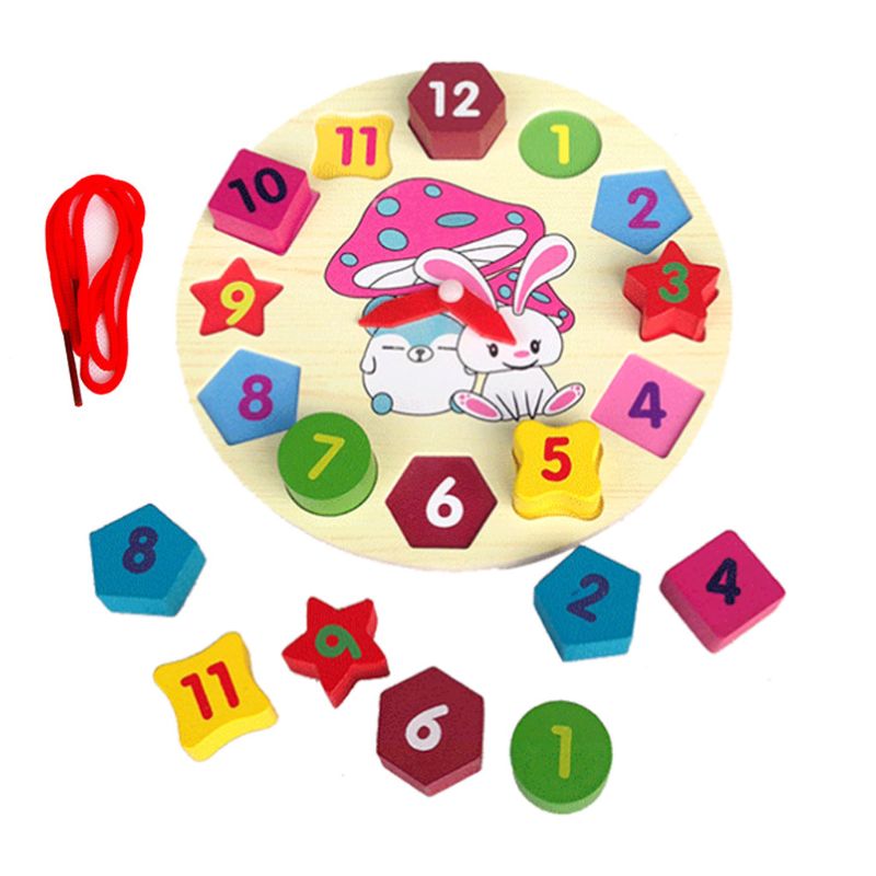 Houten Klok Educatief Leren Sorteren Klok Puzzel Spelen Speelgoed Voor Peuter Baby K1KC: 2