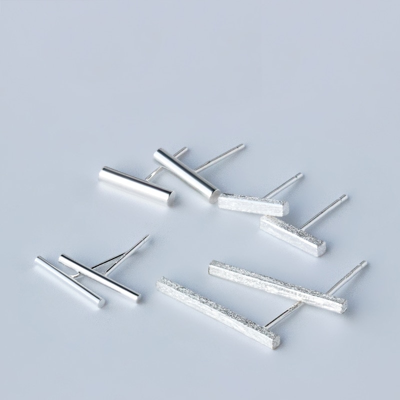Mloveacc 925 Sterling Zilveren Vierkante Bar Oorbellen Minimalistische Stijl Rechthoek Geometrische Stud Oorbellen Voor Vrouwen Sieraden