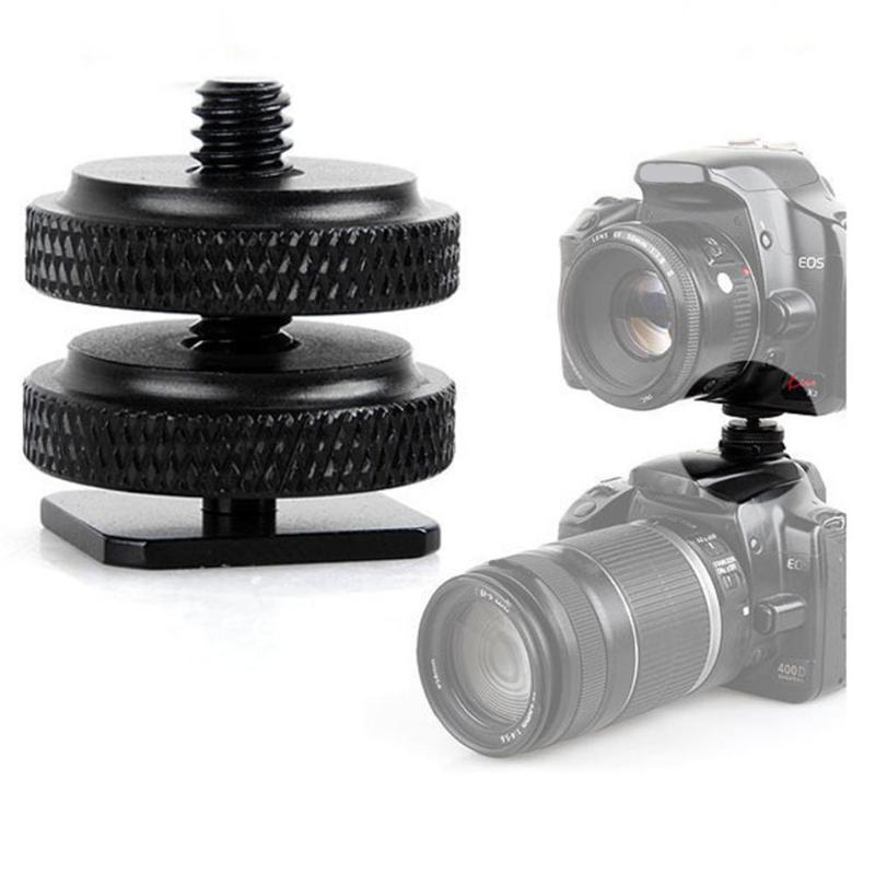 Metalen Statief Mount shoe Adapter 1/4 inch Schroef Met Dubbele Laag voor Camera Statief Hoofd Microfoon Mic Mount Bracket