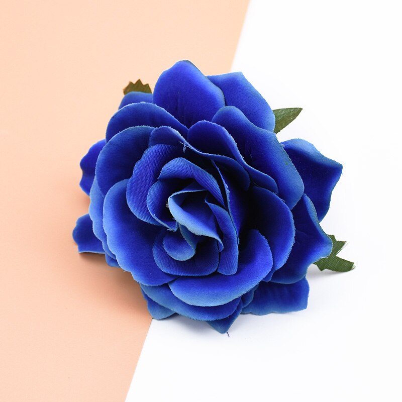 10 stk kunstige blomster til hjemmet bryllup dekoration julekrans brud broche diy håndlavet æske silke roser blomstervæg: Farve 6