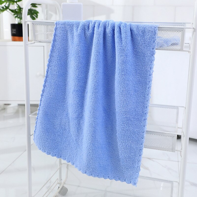 Giantex koral fløjl skåret kant håndklæde almindelig vask blød ansigt håndklæde til hjem polyester badehåndklæder til badeværelse: Blå