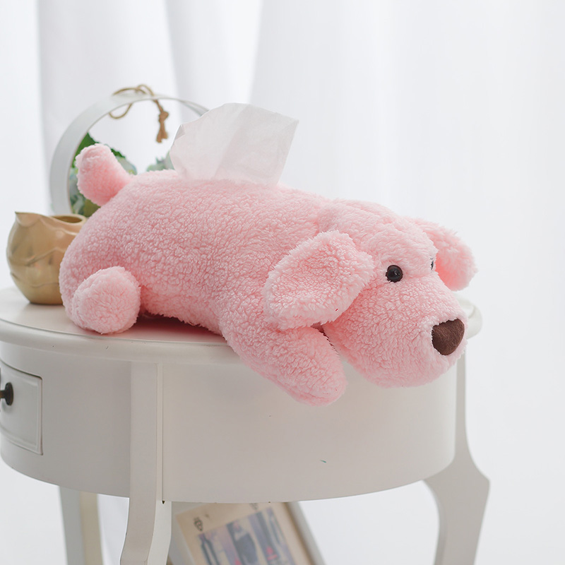 Peluche chien de dessin animé, 1 pièce, confortable, étui à serviette pour enfants, chiot doux, poupée, pour enfants, décoration de maison/Photo: pink