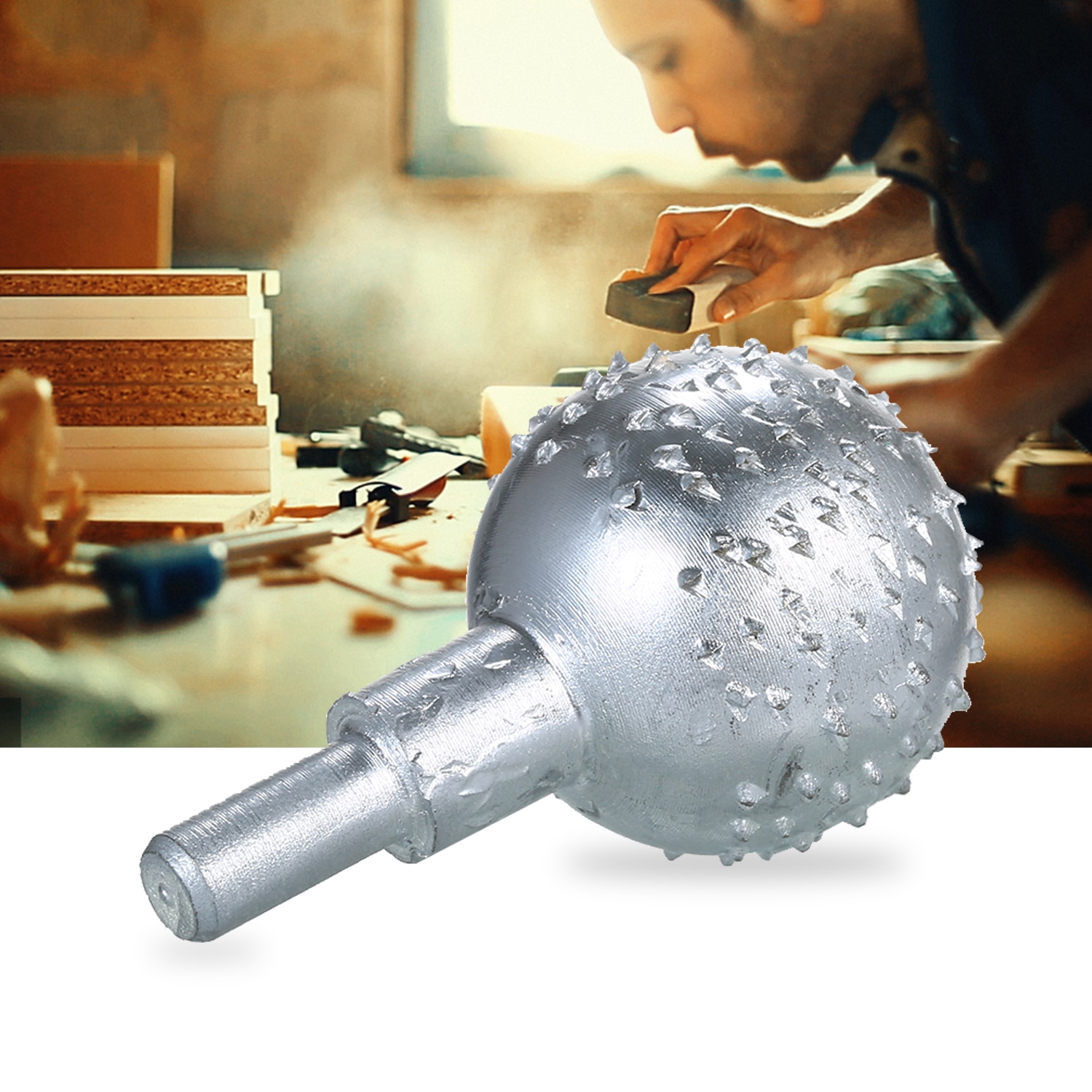 Woodworking Sphere Rotary Burr 1/4 inch Shank Carbide File Tungsten Steel Wood Carving Grinding Head Milling Cutter 3cm Head