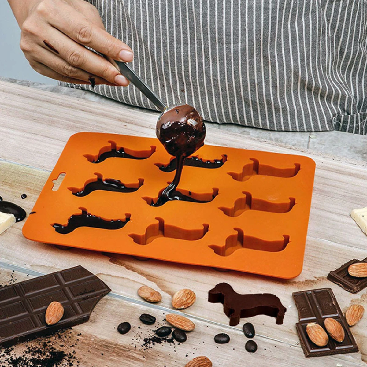 Silicone Dachshund Puppy Shaped Ice Cube Chocolate Cookie Mold DIY Home Ice Tray Kitchen Tools silicone mold gadgets