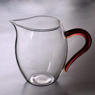 Color handle thickened fair cup heat-resistant glass tea dispenser Linglong Gongfu teacup tea ceremony accessories: red